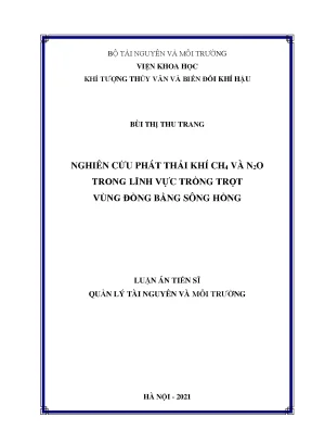 Luận án tiến sĩ nghiên cứu phát thải khí ch4 và n2o trong lĩnh vực trồng trọt vùng đồng bằng sông hồng