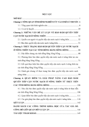 Luận án bảo đảm quyền tiếp cận nước sạch ở nông thôn từ thực tiễn các tỉnh đồng bằng sông hồng