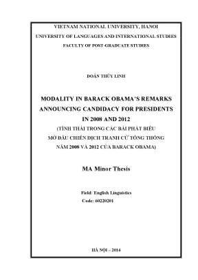 Luận văn thạc sĩ modality in barack obamas remarks announcing candidacy for presidents in 2008 and 2012