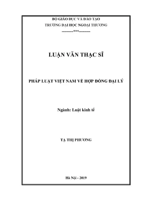 Luận văn thạc sĩ pháp luật việt nam về hợp đồng đại lý