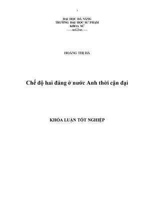 Luận văn tốt nghiệp chế độ hai đảng ở nước anh thời cận đại