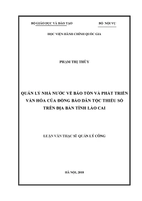 Luận văn thạc sĩ qlnn về bảo tồn và phát triển văn hóa của đồng bào dân tộc thiểu số trên địa bàn tỉnh lào cai