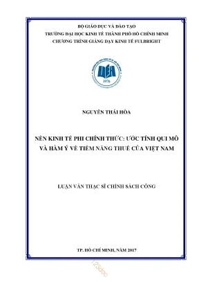 Luận văn thạc sĩ nền kinh tế phi chính thức ước tính qui mô và hàm ý về tiềm năng thuế của việt nam