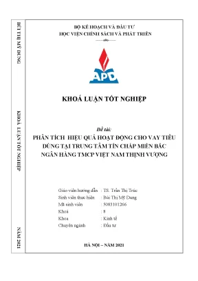 Luận văn tốt nghiệp phân tích hiệu quả cho vay tiêu dùng tại trung tâm tín chấp miền bắc ngân hàng tmcp việt nam thịnh vượng