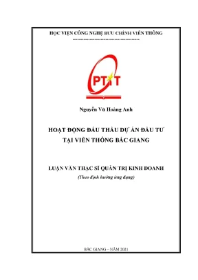 Luận văn thạc sĩ hoạt động đấu thầu dự án đầu tư tại viễn thông bắc giang