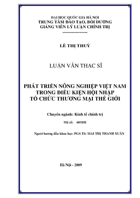Luận văn thạc sĩ phát triển nông nghiệp việt nam trong điều kiện hội nhập tổ chức thương mại thế giới