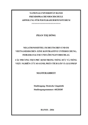 Luận văn thạc sĩ negationsmittel im deutschen und im vietnamesischen eine kontrastive untersuchung fehleranalyse und lösungsvorschlag