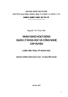 Luận văn thạc sĩ nhận dạng hoạt động quản lý khoa học và công nghệ cấp huyện