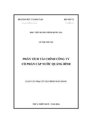 Luận văn thạc sĩ phân tích tài chính công ty cổ phần cấp nước quảng bình