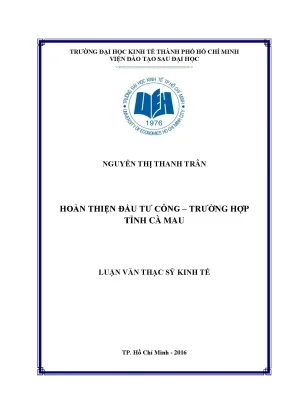 Luận văn thạc sĩ hoàn thiện đầu tư công trường hợp tỉnh cà mau