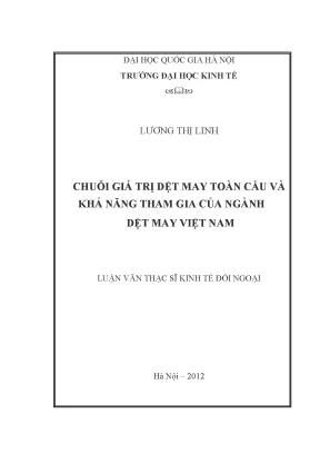 Luận văn thạc sĩ chuỗi giá trị dệt may toàn cầu và khả năng tham gia của ngành dệt may dệt may việt nam