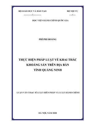 Luận văn thạc sĩ thực hiện pháp luật về khai thác khoáng sản trên địa bàn tỉnh quảng ninh