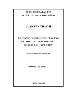 Luận văn thạc sĩ hoạt động quản lý chuỗi cung ứng của công ty cổ phần phần mềm tự động hóa điều khiển