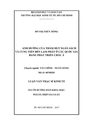 Luận văn thạc sĩ ảnh hưởng của thâm hụt ngân sách và cung tiền đến lạm phát ở các quốc gia đang phát triển châu á