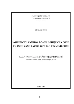 Luận văn thạc sĩ nghiên cứu văn hóa doanh nghiệp của công ty tnhh vàng bạc đá quý bảo tín minh châu