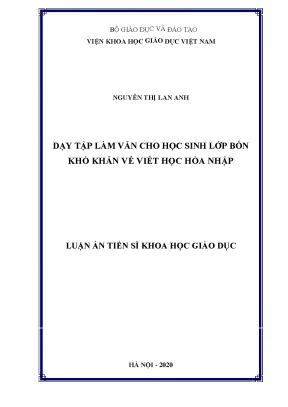 Luận án tiến sĩ dạy tập làm văn cho học sinh lớp bốn khó khăn về viết học hòa nhập