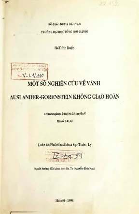 Luận án tiến sĩ một số nghiên cứu về vành auslender gorenstein không giao hoán luận án pts toán học62 46 05 01
