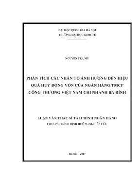 Luận văn thạc sĩ phân tích các nhân tố ảnh hưởng đến hiệu quả huy động vốn của ngân hàng tmcp công thương việt nam chi nhánh ba đình