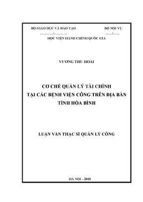 Luận văn thạc sĩ cơ chế quản lý tài chính tại các bệnh viên công trên địa bàn tỉnh hoà bình