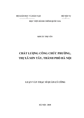 Luận văn thạc sĩ chất lượng công chức phường thị xã sơn tây thành phố hà nội