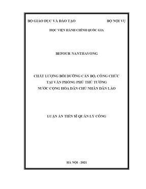 Luận án tiến sĩ chất lượng bồi dưỡng cán bộ công chức tại văn phòng phủ thủ tướng nước cộng hòa dân chủ nhân dân lào