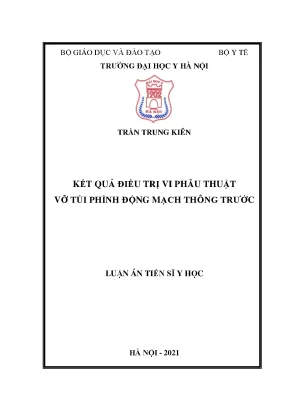Luận án tiến sĩ kết quả điều trị vi phẫu thuật vỡ phình động mạch thông trước