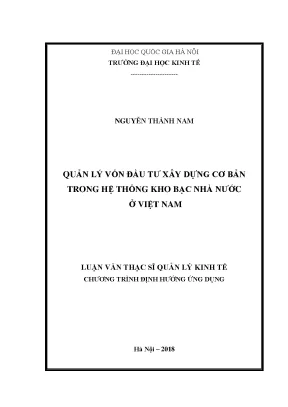 Luận văn thạc sĩ quản lý vốn đầu tư xây dựng cơ bản trong hệ thống kho bạc nhà nước ở việt nam