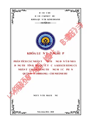 Luận văn tốt nghiệp phân tích các nhân tố ảnh hưởng đến ý định sử dụng thẻ tín dụng quốc tế của khách hàng cá nhân tại ngân hàng tmcp quân đội mbbank chi nhánh huế