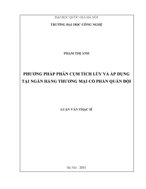 Luận văn thạc sĩ phương pháp phân cụm tích lũy và áp dụng tại ngân hàng thương mại cổ phần quân đội