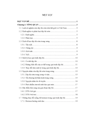 Luận án nghiên cứu đặc điểm lâm sàng cận lâm sàng và kết quả điều trị dậy thì sớm trung ương