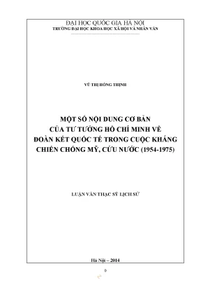 Luận văn thạc sĩ một số nội dung cơ bản của tư tưởng hồ chí minh về đoàn kết quốc tế trong cuộc kháng chiến chống mỹ cứu nước 1954 1975 001