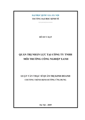 Luận văn thạc sĩ quản trị nhân lực tại công ty tnhh môi trường công nghiệp xanh