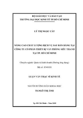 Luận văn thạc sĩ nâng cao chất lượng dịch vụ sau bán hàng tại công ty cổ phần thiết bị văn phòng siêu thanh tại tp hồ chí minh