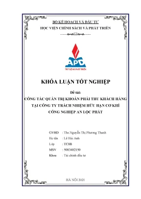 Luận văn tốt nghiệp công tác quản trị khoản phải thu khách hàng tại công ty tnhh cơ khí công nghiệp an lộc phát