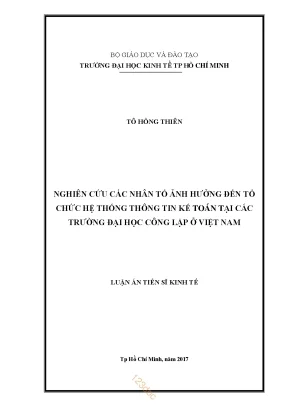 Luận văn thạc sĩ nghiên cứu các nhân tố ảnh hưởng đến tổ chức hệ thống thông tin kế toán tại các trường đại học công lập ở việt nam