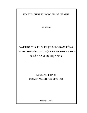 Luận án tiến sĩ vai trò của tu sĩ phật giáo nam tông trong đời sống xã hội của người khmer ở tây nam bộ hiện nay