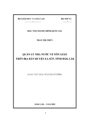 Luận văn thạc sĩ quản lý nhà nước về tôn giáo trên địa bàn huyện ea súp tỉnh đắk lắk