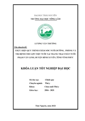 Luận văn tốt nghiệp thực hiện quy trình chăm sóc nuôi dưỡng phòng và trị bệnh cho lợn thịt nuôi tại trang trại chăn nuôi phạm văn linh huyện bình xuyên tỉnh vĩnh phúc