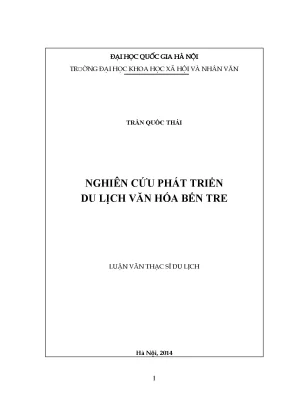 Luận văn thạc sĩ nghiên cứu phát triển du lịch văn hóa bến tre