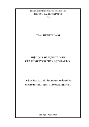 Luận văn thạc sĩ hiệu quả sử dụng tài sản của công ty cổ phần bột giặt lix