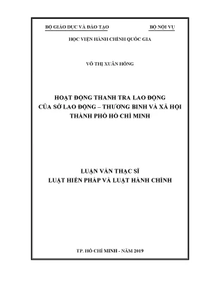 Luận văn thạc sĩ hoạt động thanh tra lao động của sở lao động thương binh và xã hội thành phố hồ chí minh