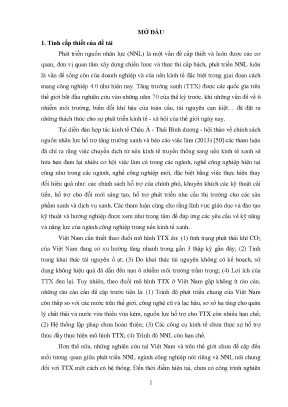 Luận án phát triển nguồn nhân lực ngành công nghiệp của thành phố đà nẵng đáp ứng yêu cầu tăng trưởng xanh