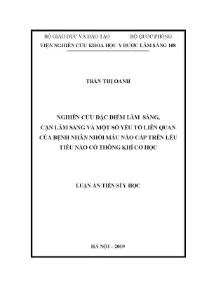 Luận án tiến sĩ nghiên cứu đặc điểm lâm sàng cận lâm sàng và một số yếu tố liên quan của bệnh nhân nhồi máu não cấp trên lều tiểu não có thông khí cơ học
