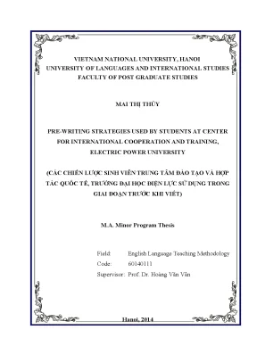 Luận văn thạc sĩ pre writing strategies used by students at center for international cooperation and training electric power university