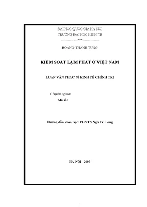 Luận văn thạc sĩ kiểm soát lạm phát ở việt nam