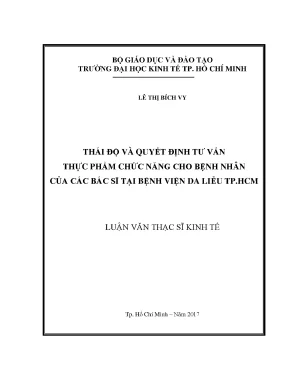 Luận văn thạc sĩ thái độ của bác sĩ về việc tư vấn hướng dẫn sử dụng thực phẩm chức năng cho bệnh nhân tại bệnh viện da liễu tp hồ chí minh