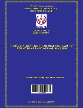 Luận văn thạc sĩ hcmute nghiên cứu công nghệ sản xuất sản phẩm bột rau má bằng phương pháp sấy lạnh