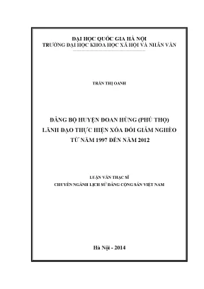Luận văn thạc sĩ đảng bộ huyện đoan hùng phú thọ lãnh đạo thực hiện xóa đói giảm nghèo từ năm 1997 đến năm 2012