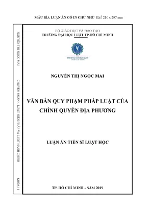 Luận án tiến sĩ văn bản quy phạm pháp luật của chính quyền địa phương