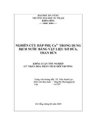 Luận văn tốt nghiệp nghiên cứu hấp phụ cu2 trong dung dịch nước bằng vật liệu xơ dừa than bùn
